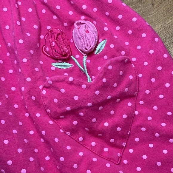 Le Top brand Girl’s 4T Polka Dot Button Dress with Heart Pockets and Roses! - Picture 4 of 10